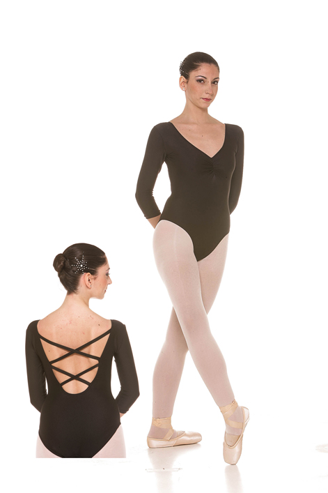 Body personal in lycra foderato con doppio incrocio dietro