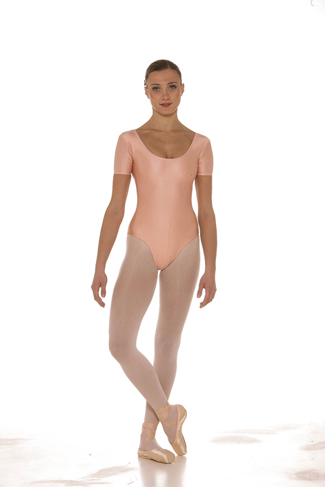 Body in lycra a mezza manica foderato con scollo alle scapole