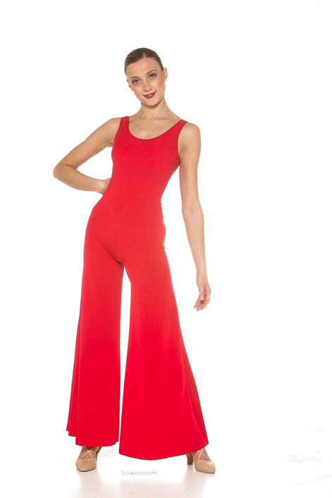 Accademico canottiera scollo scapole panta palazzo lycra