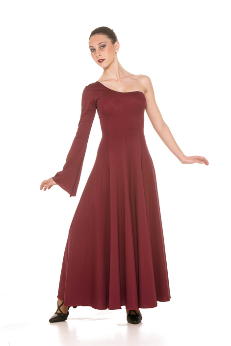 Vestito monospalla a teli lycra