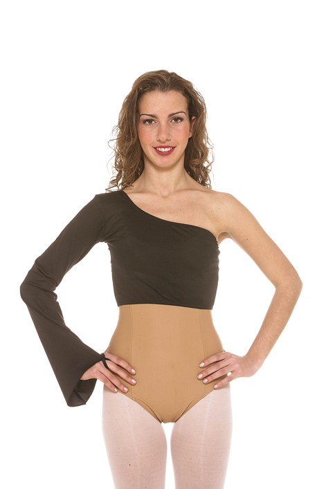 Top monospalla con una manica svasata lycra – Adulta