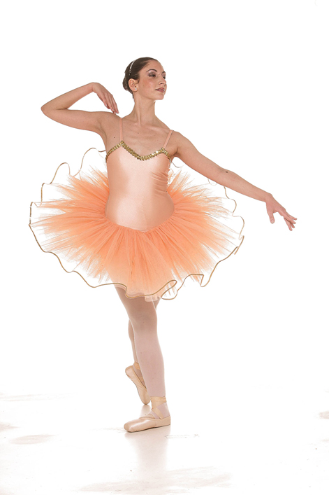 Tutù 8 veli décolleté foderato con paillettes allo scollo e sul primo velo