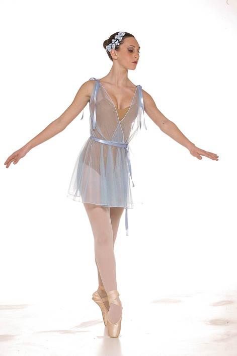 Tunichetta in scintilla incrociata davanti con nastri raso alle spalle (escluso body)