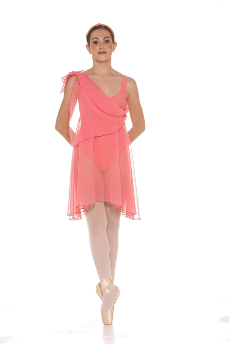 Tunichetta in Georgette cucita al body con drappeggio su una spalla