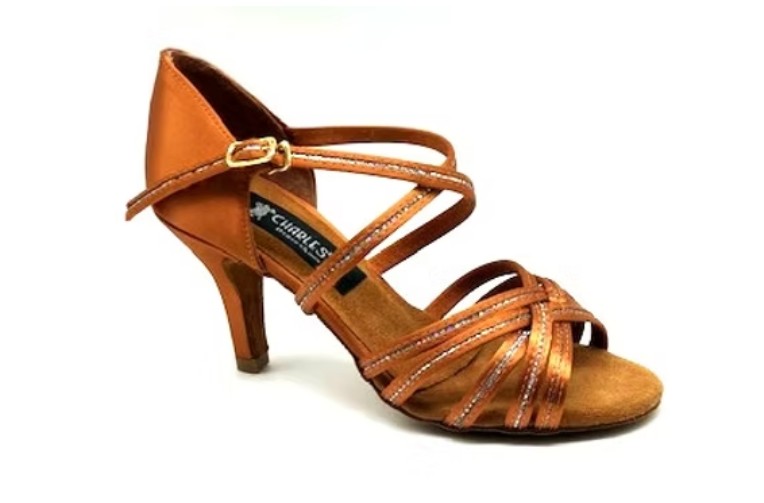 Charles Mignon sandalo da ballo donna brown pelle/raso